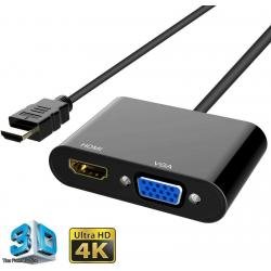 GANA Active Micro HDMI to VGA HDMI Video Converter Adapter with 3.5mm Audio Jack