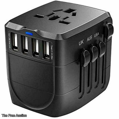 CLEARANCE Travel Adapter, 2400W with 4 USB Ports, Perfect for Over 150 Countries